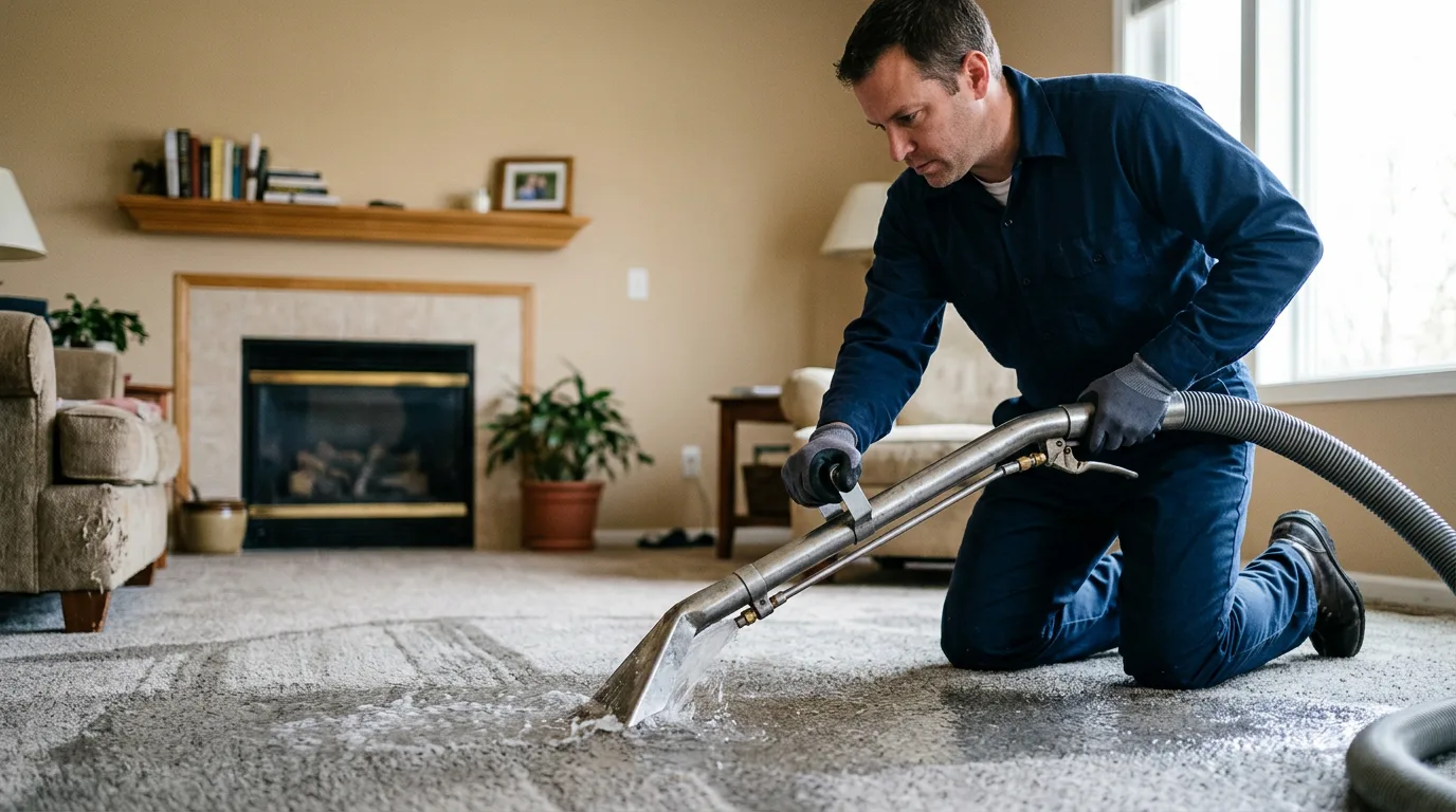 Water damage restoration technician working near Attica, KS